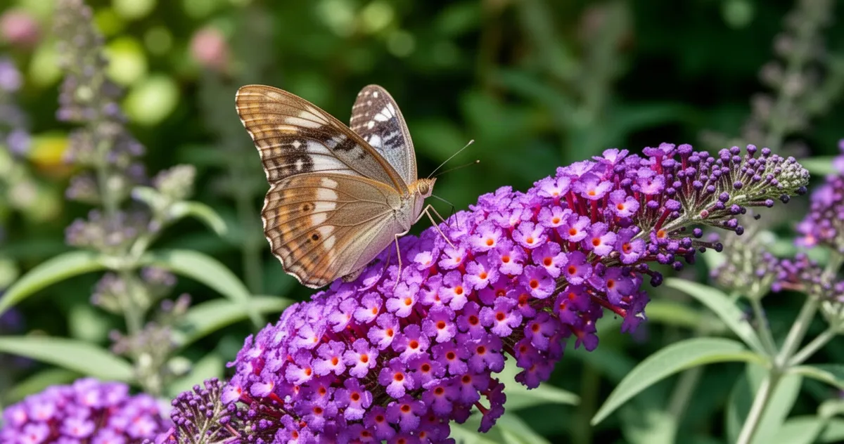 Motyl siedzący na kwiatach budlei