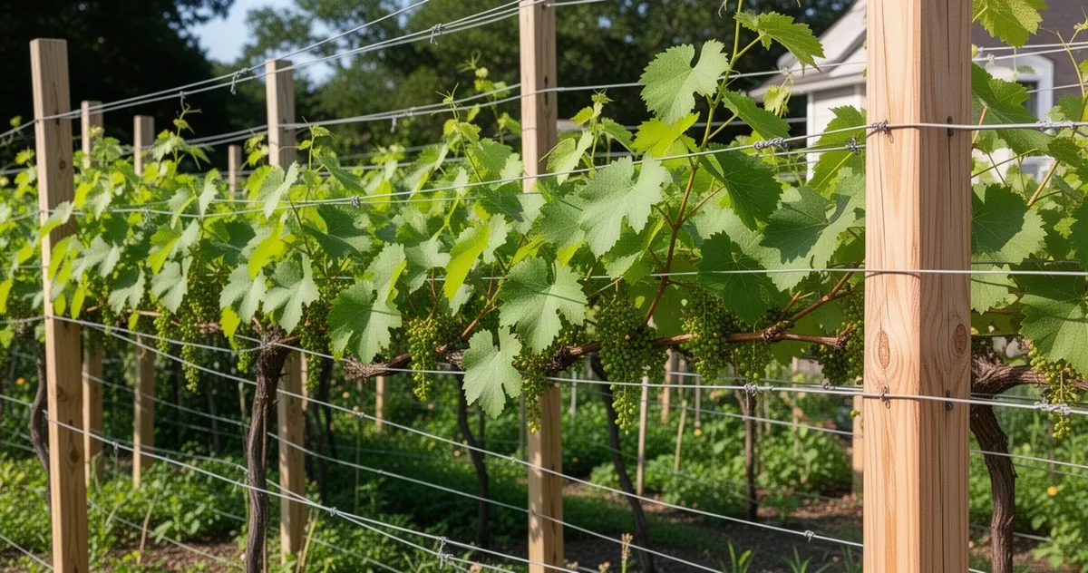 Winorośl prowadzona na szpalerze drutowym
